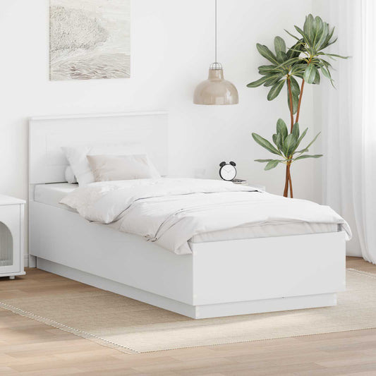 vidaXL Bed Frame with Headboard White 75 x 190 cm Engineered Wood