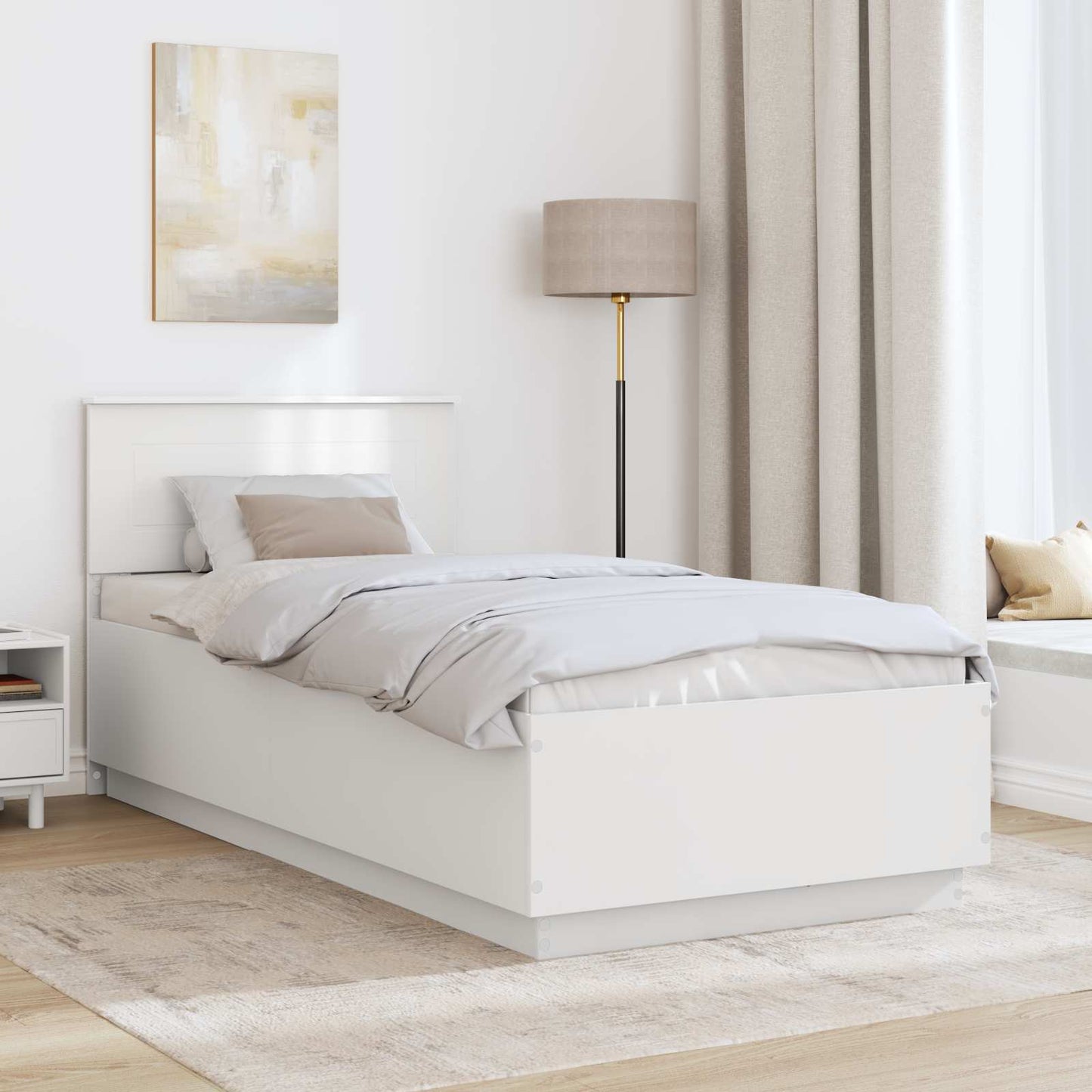 vidaXL Bed Frame with Headboard White 75 x 190 cm Engineered Wood