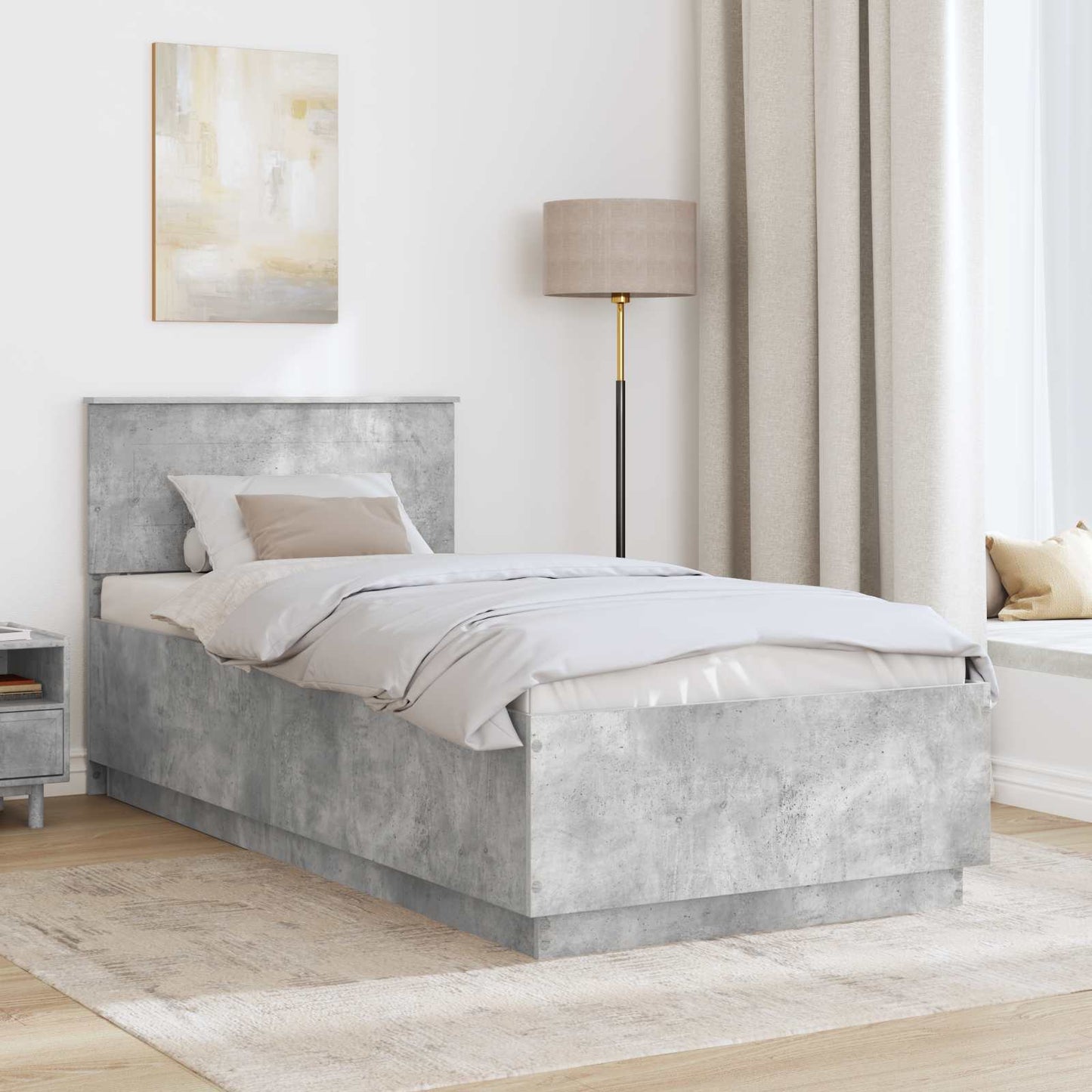 vidaXL Bed Frame Concrete Grey 70 x 190 cm Engineered Wood