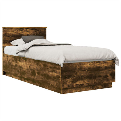 vidaXL Bed Frame with Headboard Smoked Oak 70 x 190 cm Engineered Wood