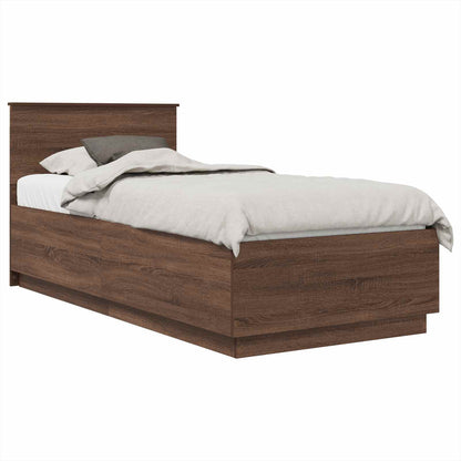 vidaXL Bed Frame with Headboard Brown Oak 70 x 190 cm Engineered Wood
