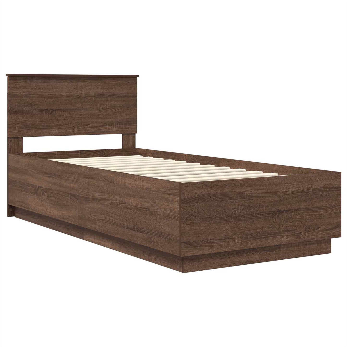 vidaXL Bed Frame with Headboard Brown Oak 70 x 190 cm Engineered Wood