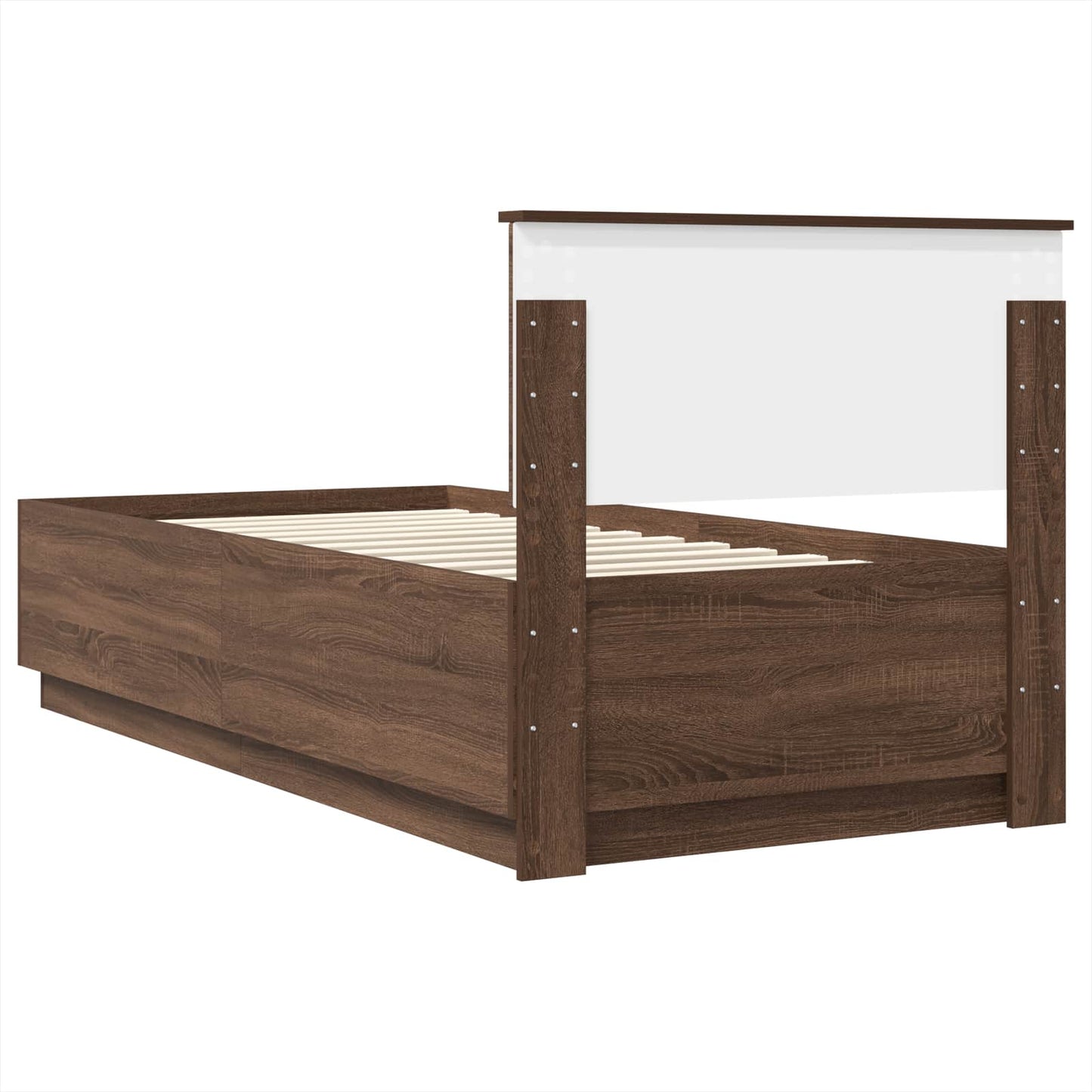 vidaXL Bed Frame with Headboard Brown Oak 70 x 190 cm Engineered Wood