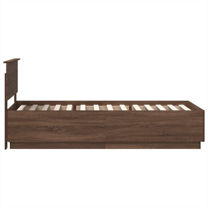 vidaXL Bed Frame with Headboard Brown Oak 70 x 190 cm Engineered Wood