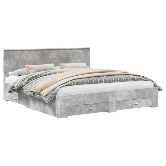 vidaXL Bed Frame Concrete Grey 200 x 200 cm Engineered Wood