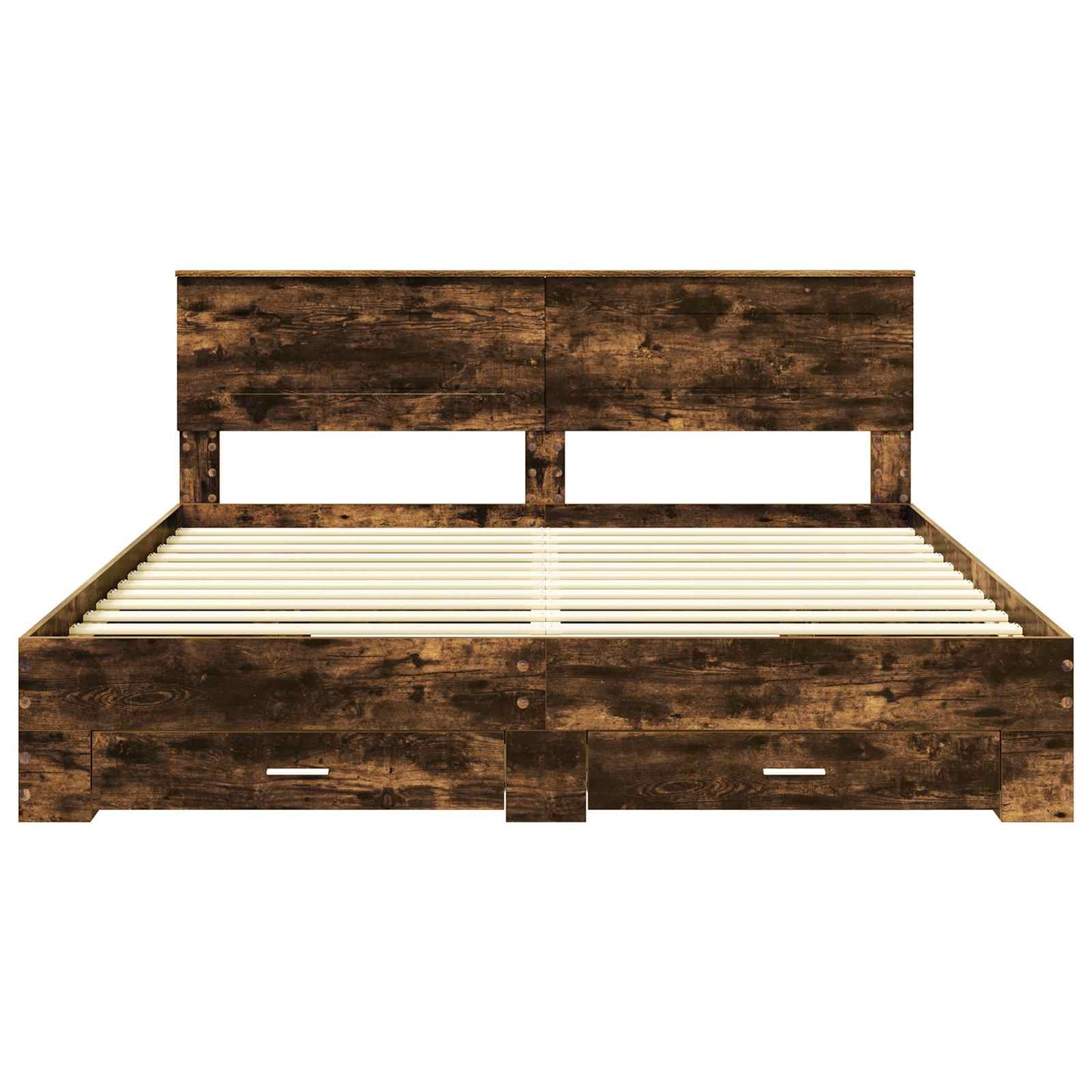 vidaXL Bed Frame with Drawer Smoked Oak 200 x 200 cm Engineered Wood