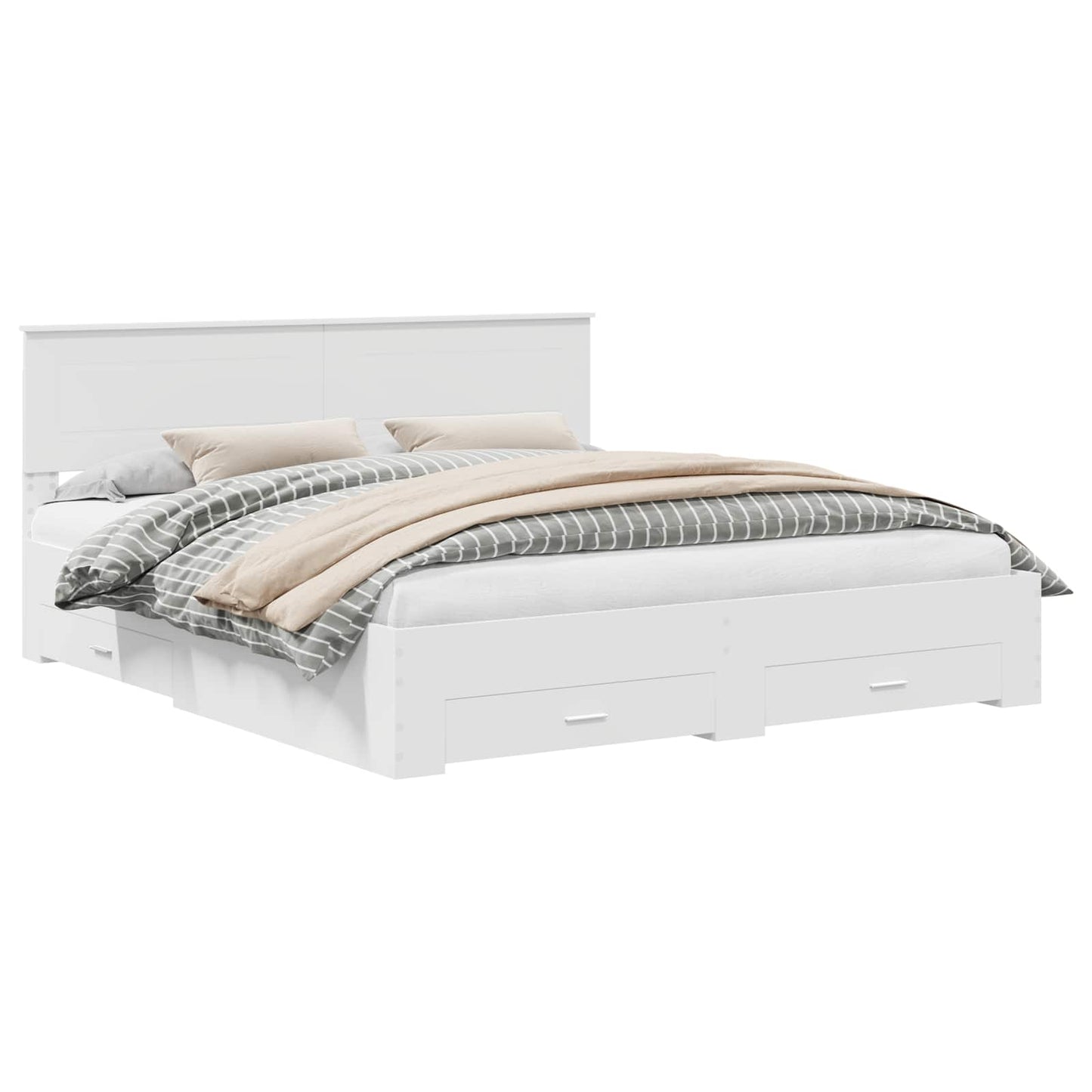 vidaXL Bed Frame with Headboard White 180 x 200 cm Engineered Wood