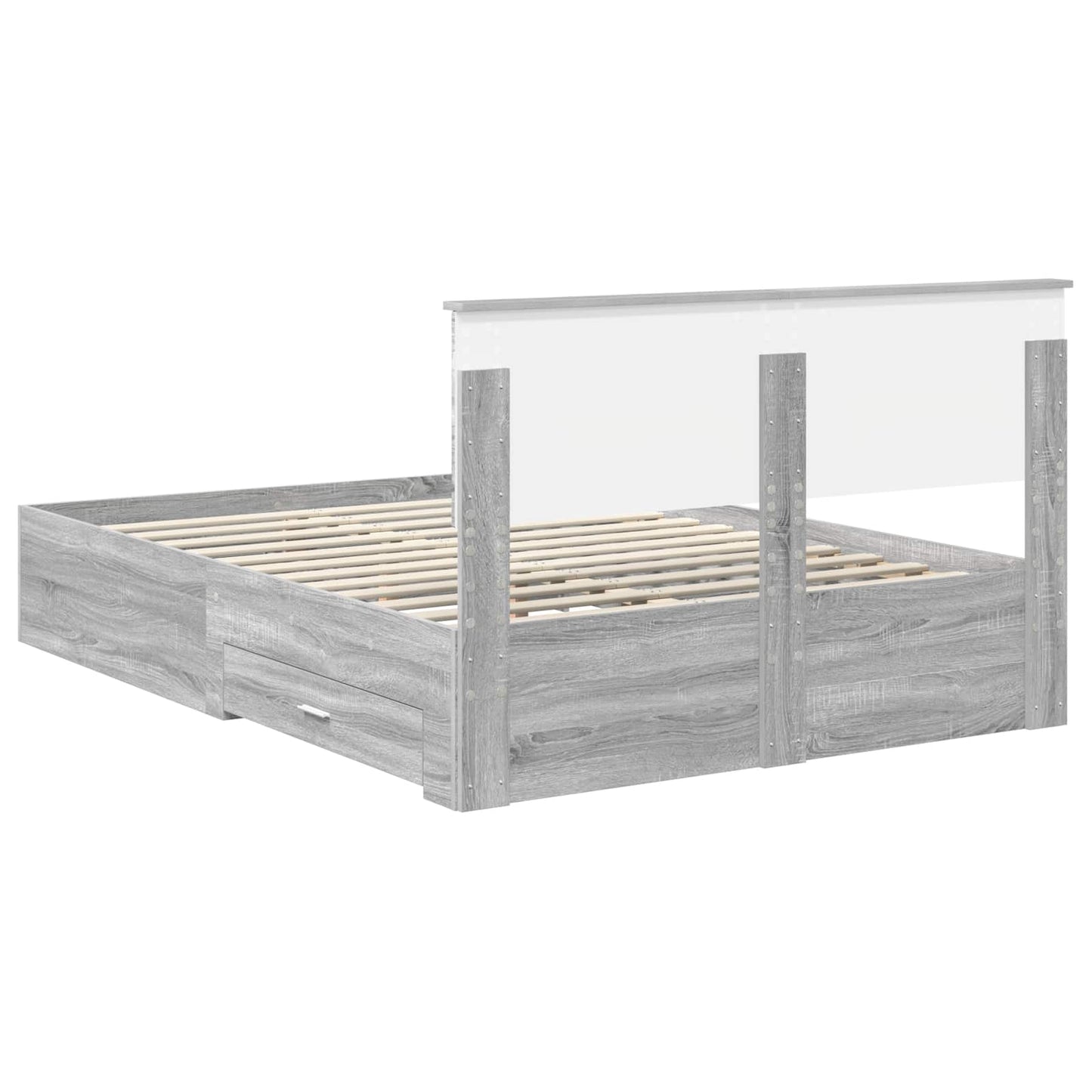 vidaXL Bed Frame with Drawer Grey Sonoma 160 x 200 cm Engineered Wood