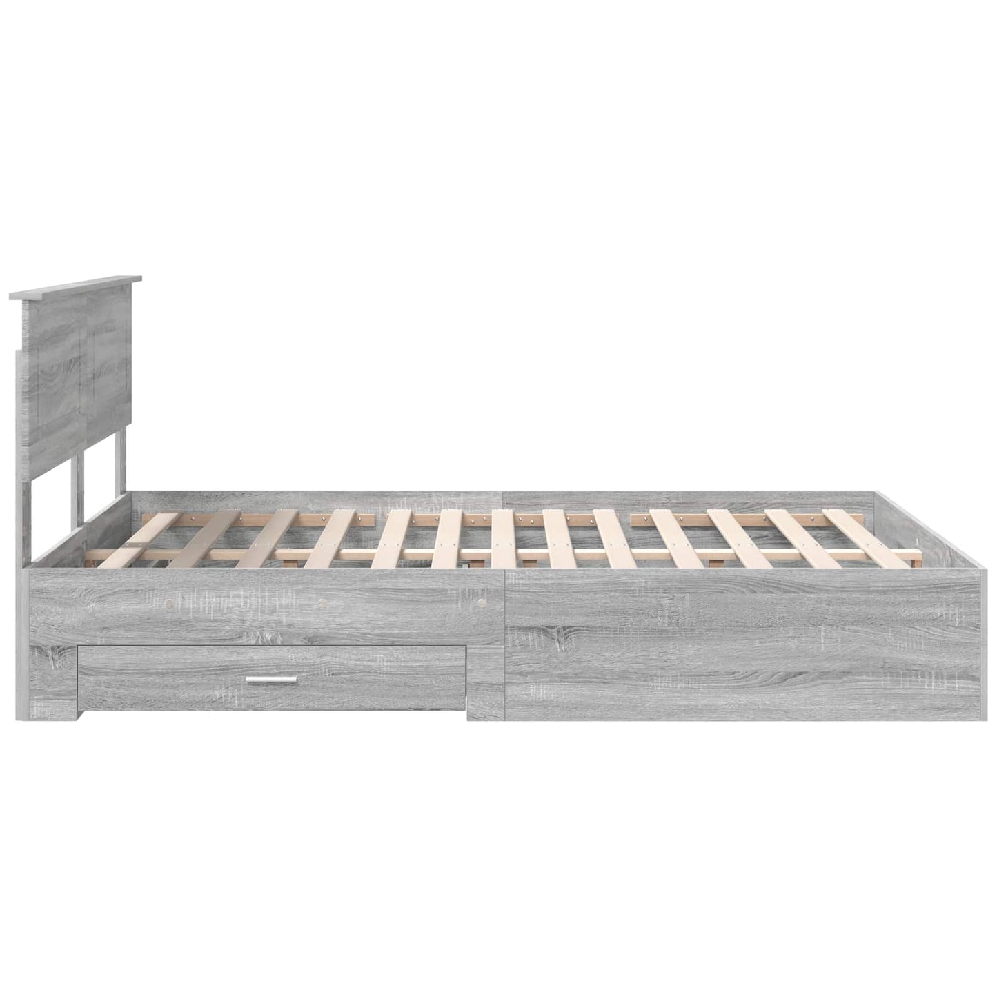 vidaXL Bed Frame with Drawer Grey Sonoma 160 x 200 cm Engineered Wood