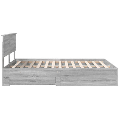 vidaXL Bed Frame with Drawer Grey Sonoma 160 x 200 cm Engineered Wood