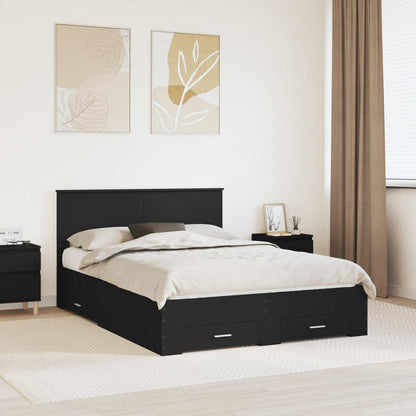 vidaXL Bed Frame Black and Silver 150 x 200 cm Engineered Wood