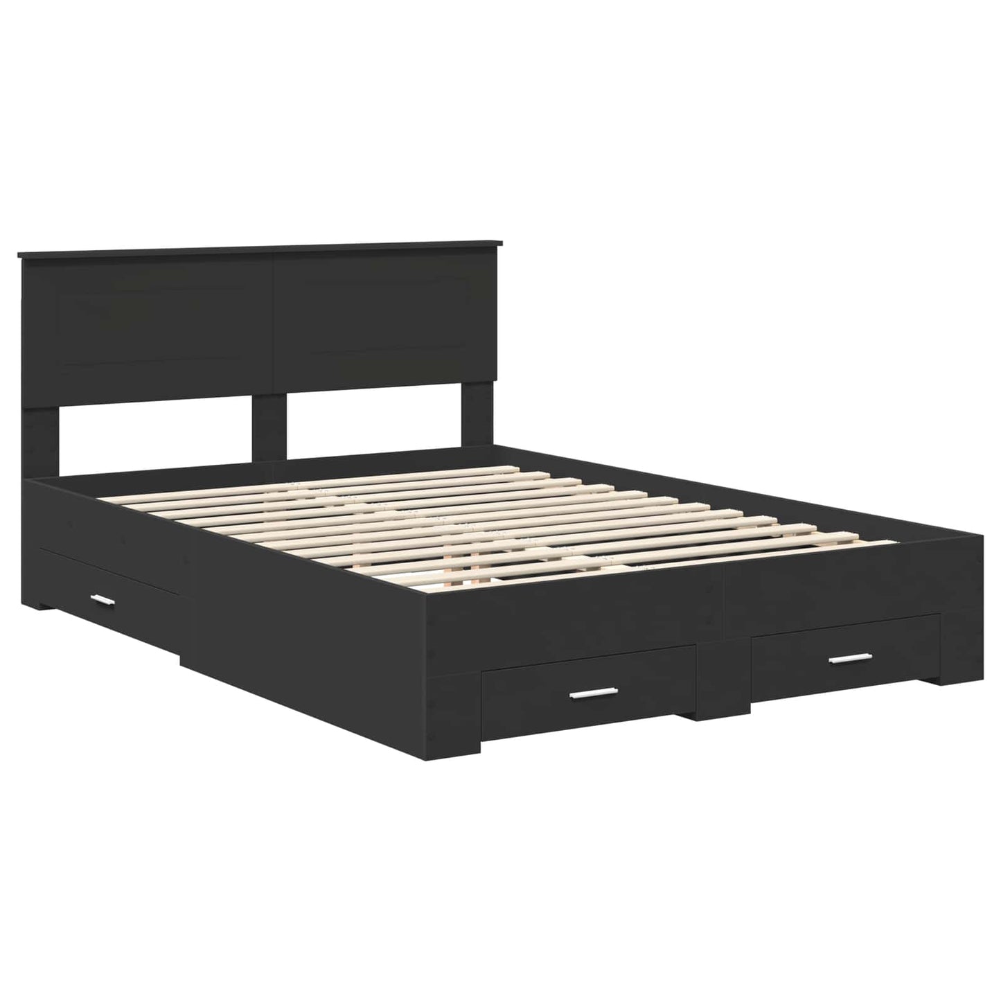 vidaXL Bed Frame Black and Silver 150 x 200 cm Engineered Wood