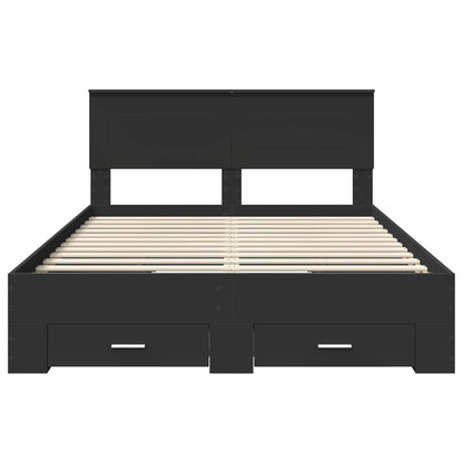 vidaXL Bed Frame Black and Silver 150 x 200 cm Engineered Wood