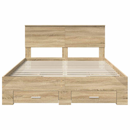 vidaXL Bed Frame with Drawer Sonoma Oak 150 x 200 cm Engineered Wood