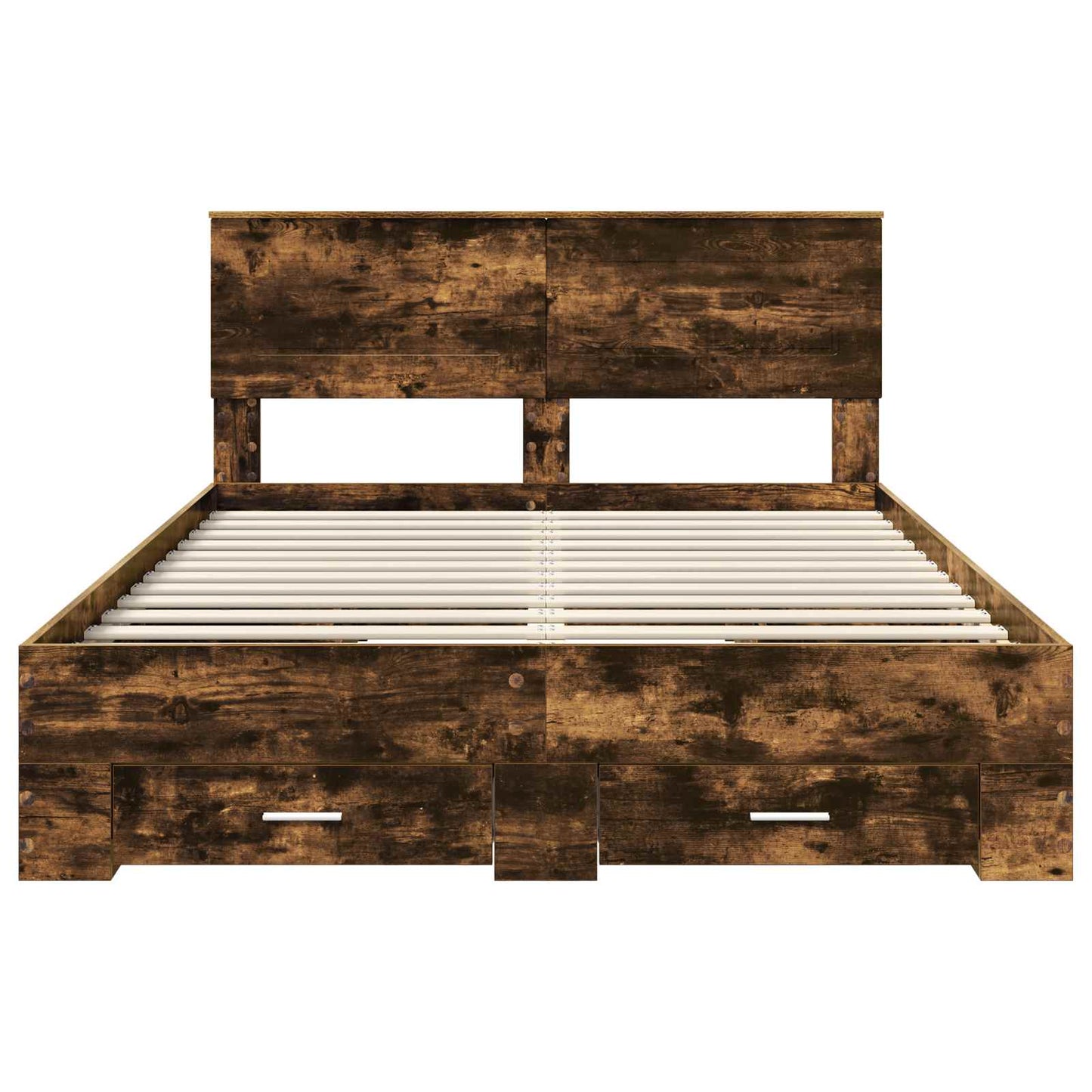 vidaXL Bed Frame with Drawer Smoked Oak 150 x 200 cm Engineered Wood