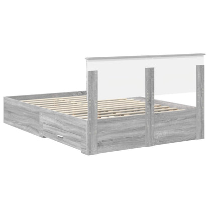 vidaXL Bed Frame with Drawer Grey Sonoma 150 x 200 cm Engineered Wood