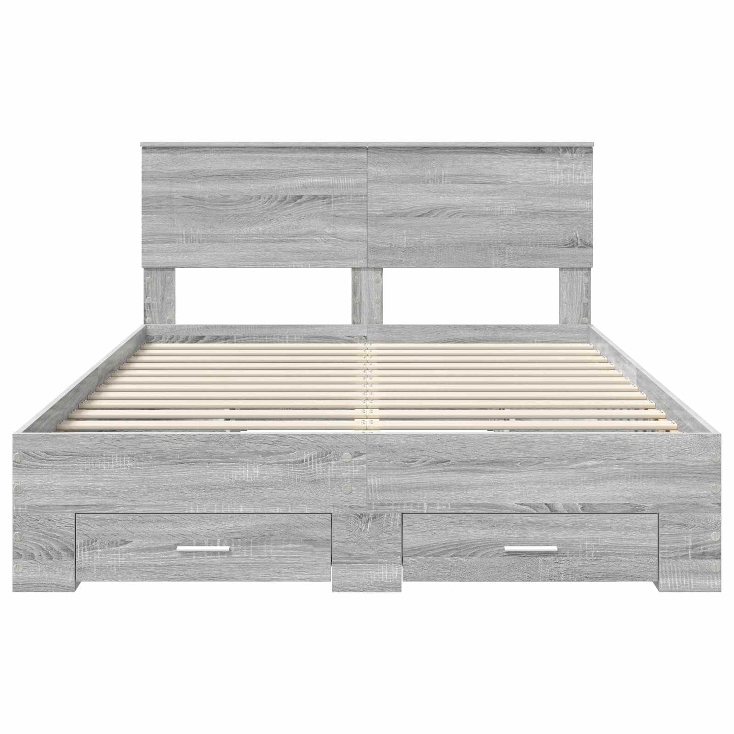 vidaXL Bed Frame with Drawer Grey Sonoma 150 x 200 cm Engineered Wood