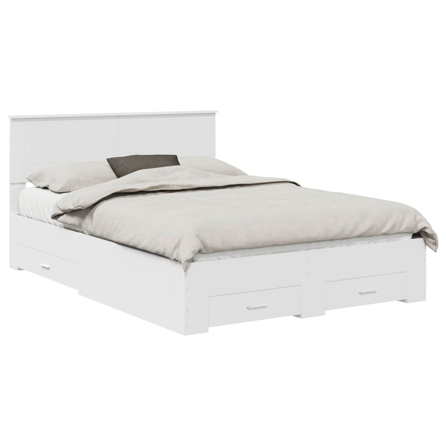 vidaXL Bed Frame with Headboard White 140 x 190 cm Engineered Wood
