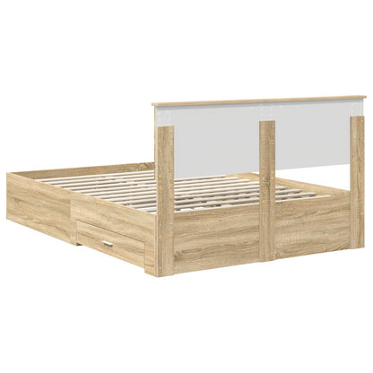 vidaXL Bed Frame with Drawer Sonoma Oak 140 x 190 cm Engineered Wood