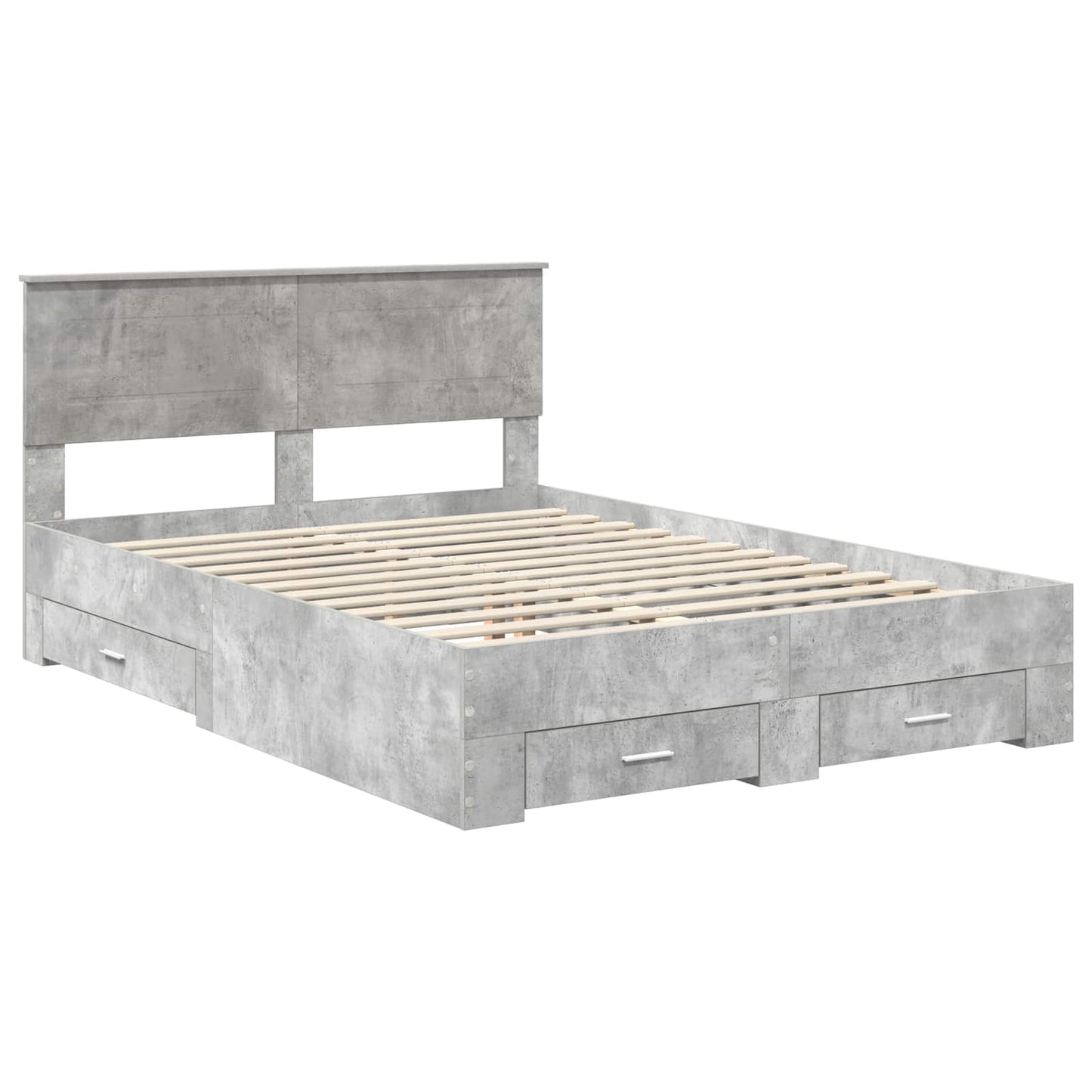 vidaXL Bed Frame Concrete Grey 140 x 190 cm Engineered Wood