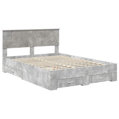 vidaXL Bed Frame Concrete Grey 140 x 190 cm Engineered Wood