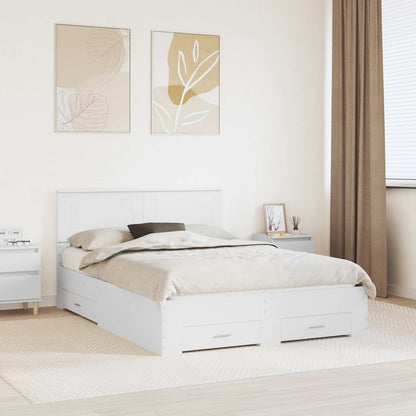 vidaXL Bed Frame with Headboard White 140 x 200 cm Engineered Wood