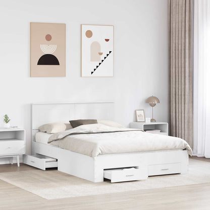 vidaXL Bed Frame with Headboard White 140 x 200 cm Engineered Wood