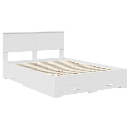 vidaXL Bed Frame with Headboard White 140 x 200 cm Engineered Wood