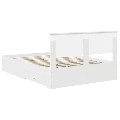 vidaXL Bed Frame with Headboard White 140 x 200 cm Engineered Wood