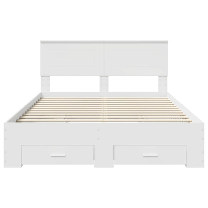 vidaXL Bed Frame with Headboard White 140 x 200 cm Engineered Wood