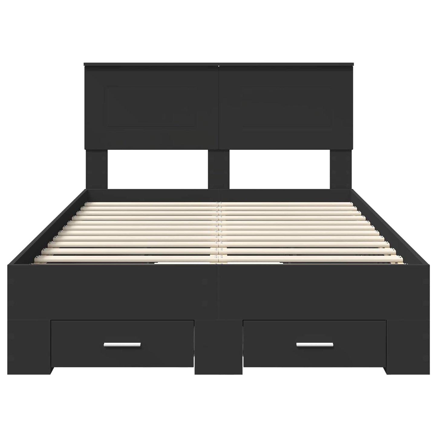 vidaXL Bed Frame with Headboard Black 135 x 190 cm Engineered Wood
