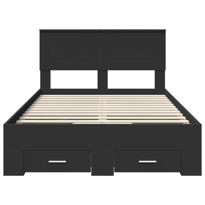 vidaXL Bed Frame with Headboard Black 135 x 190 cm Engineered Wood