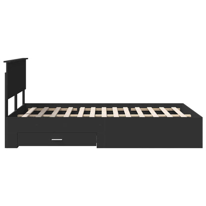 vidaXL Bed Frame with Headboard Black 135 x 190 cm Engineered Wood