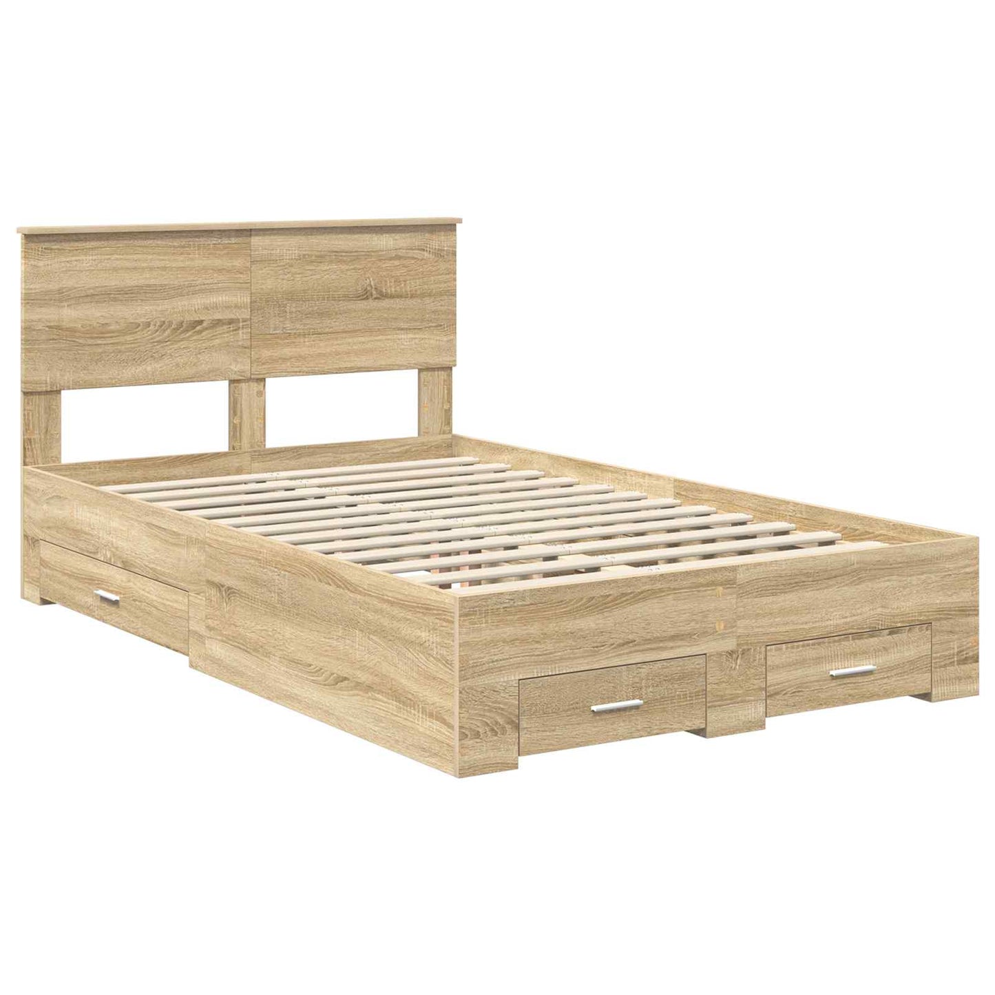 vidaXL Bed Frame with Drawer Sonoma Oak 135 x 190 cm Engineered Wood
