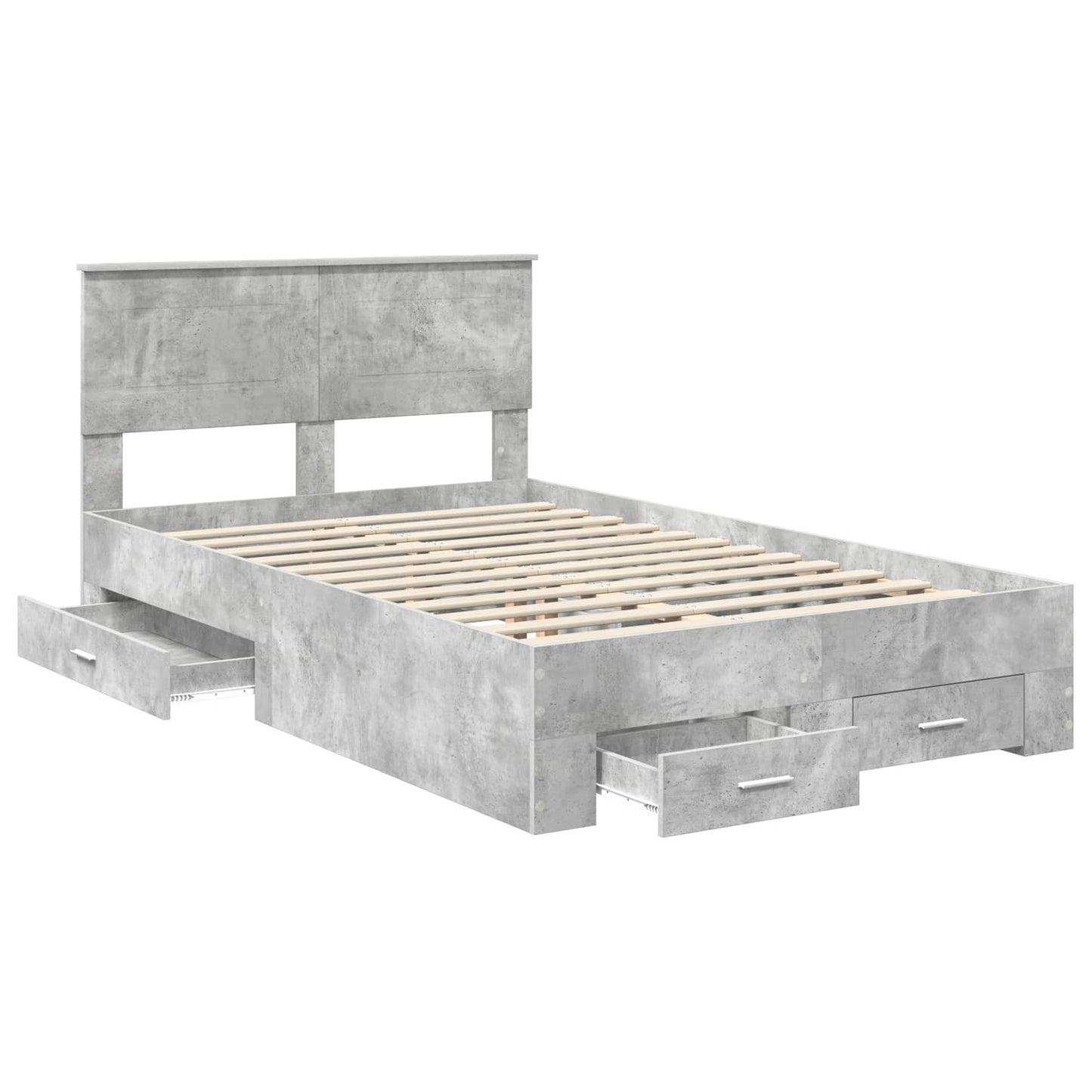 vidaXL Bed Frame Concrete Grey 135 x 190 cm Engineered Wood