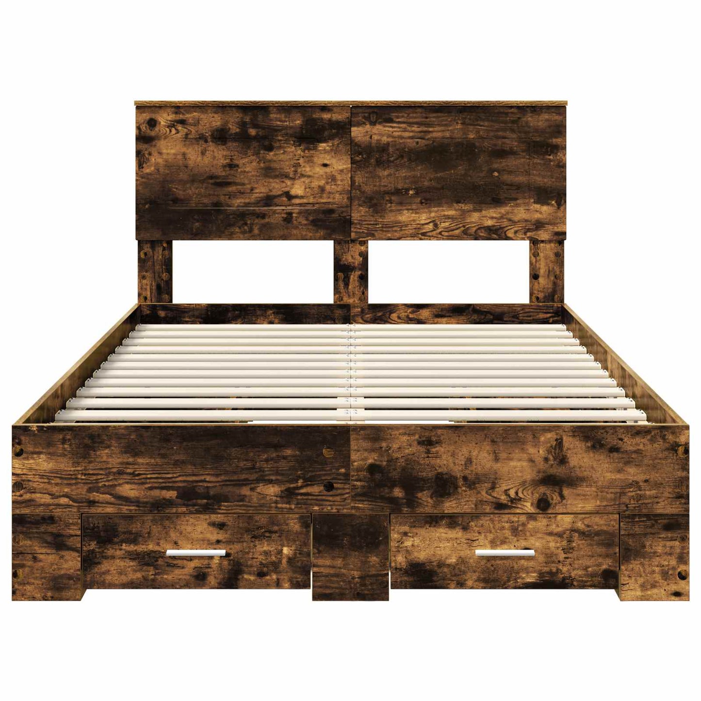 vidaXL Bed Frame with Drawer Smoked Oak 135 x 190 cm Engineered Wood