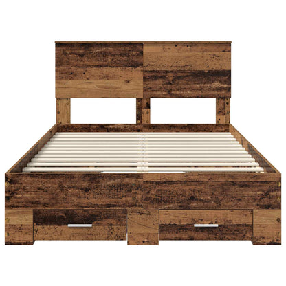 vidaXL Bed Frame with Headboard Old Wood 120 x 190 cm Engineered Wood