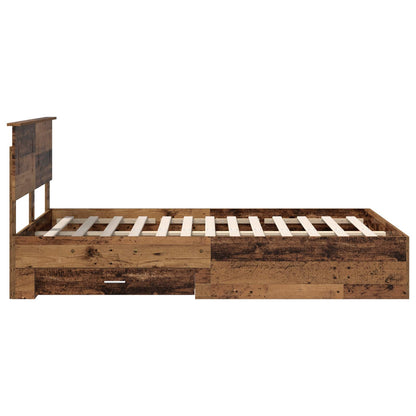vidaXL Bed Frame with Headboard Old Wood 120 x 190 cm Engineered Wood