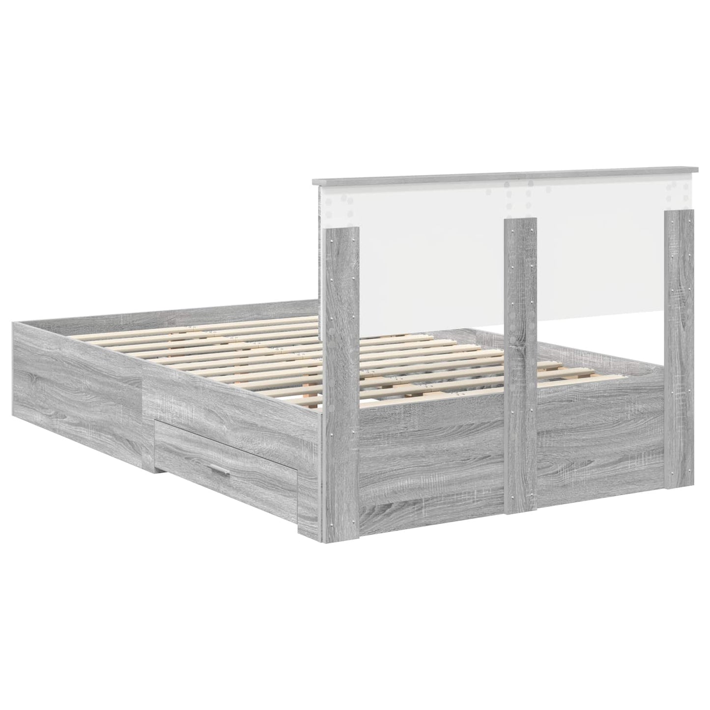 vidaXL Bed Frame with Drawer Grey Sonoma 120 x 200 cm Engineered Wood