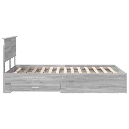 vidaXL Bed Frame with Drawer Grey Sonoma 120 x 200 cm Engineered Wood