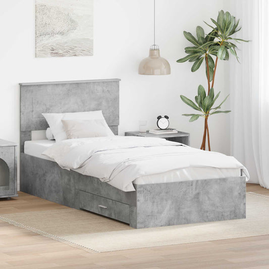 vidaXL Bed Frame Concrete Grey 100 x 200 cm Engineered Wood