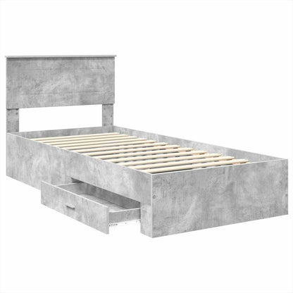vidaXL Bed Frame Concrete Grey 100 x 200 cm Engineered Wood
