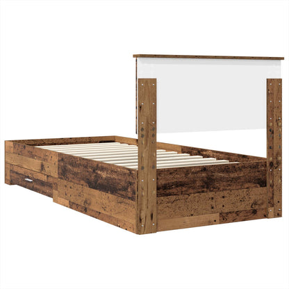 vidaXL Bed Frame with Headboard Old Wood 100 x 200 cm Engineered Wood