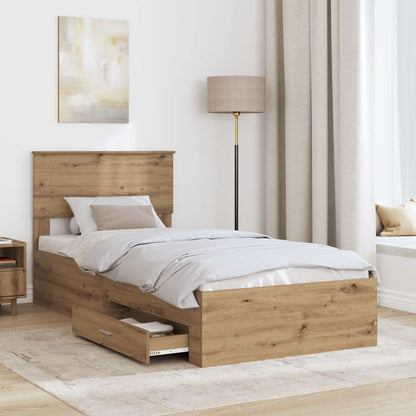 vidaXL Bed Frame with Drawer Artisan Oak 100 x 200 cm Engineered Wood