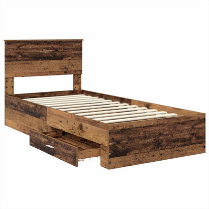 vidaXL Bed Frame with Headboard Old Wood 90 x 190 cm Engineered Wood