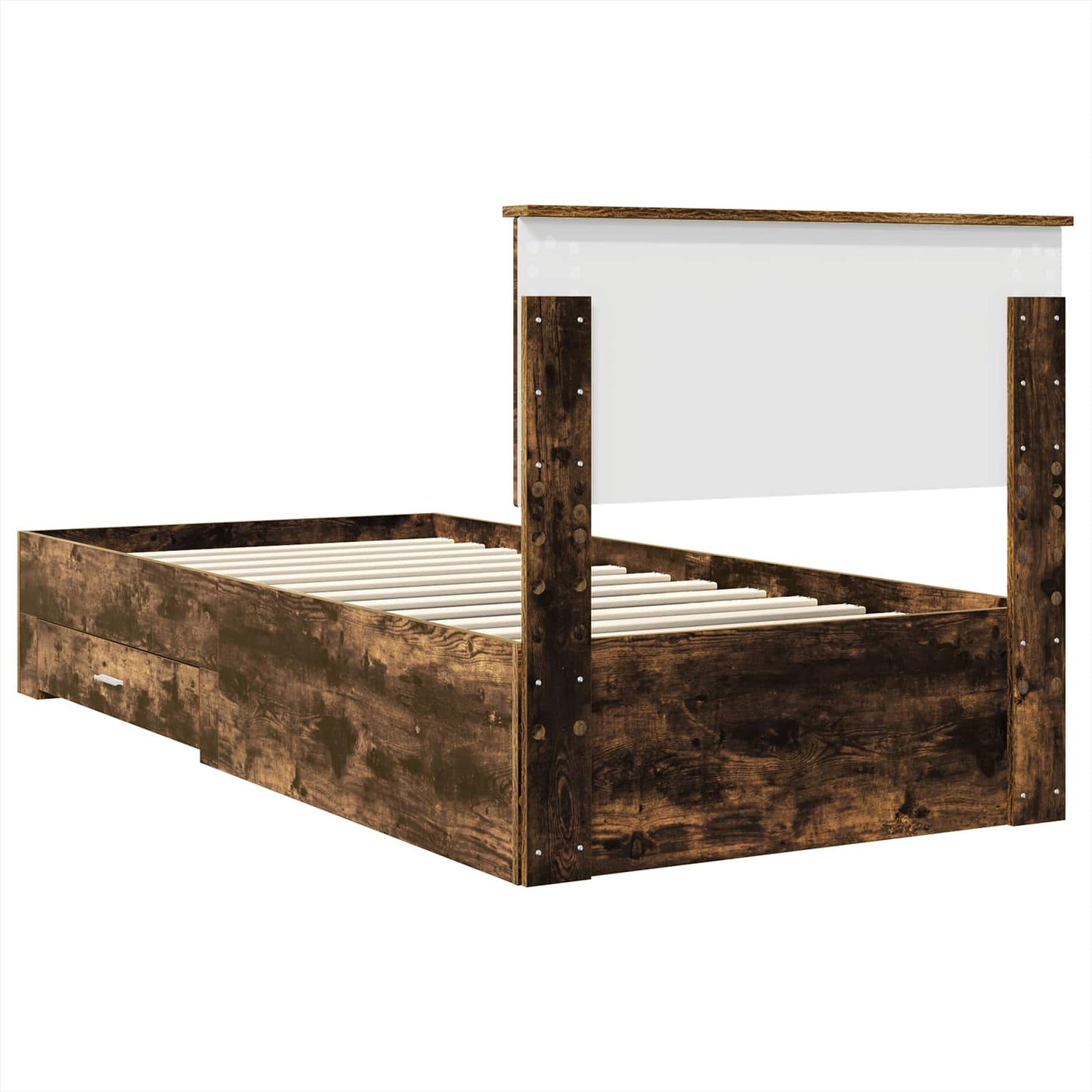 vidaXL Bed Frame with Headboard Smoked Oak 90 x 200 cm Engineered Wood