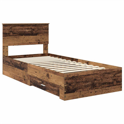 vidaXL Bed Frame with Headboard Old Wood 90 x 200 cm Engineered Wood