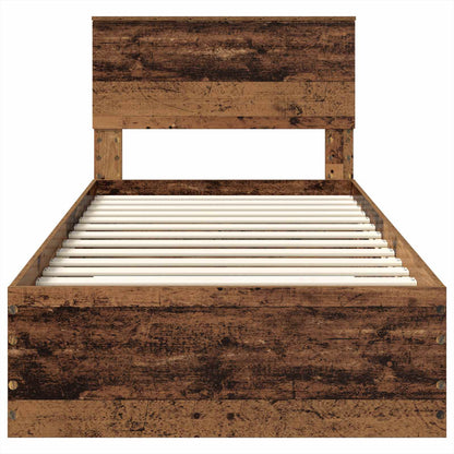 vidaXL Bed Frame with Headboard Old Wood 90 x 200 cm Engineered Wood