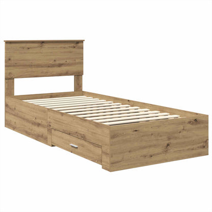 vidaXL Bed Frame with Drawer Artisan Oak 90 x 200 cm Engineered Wood
