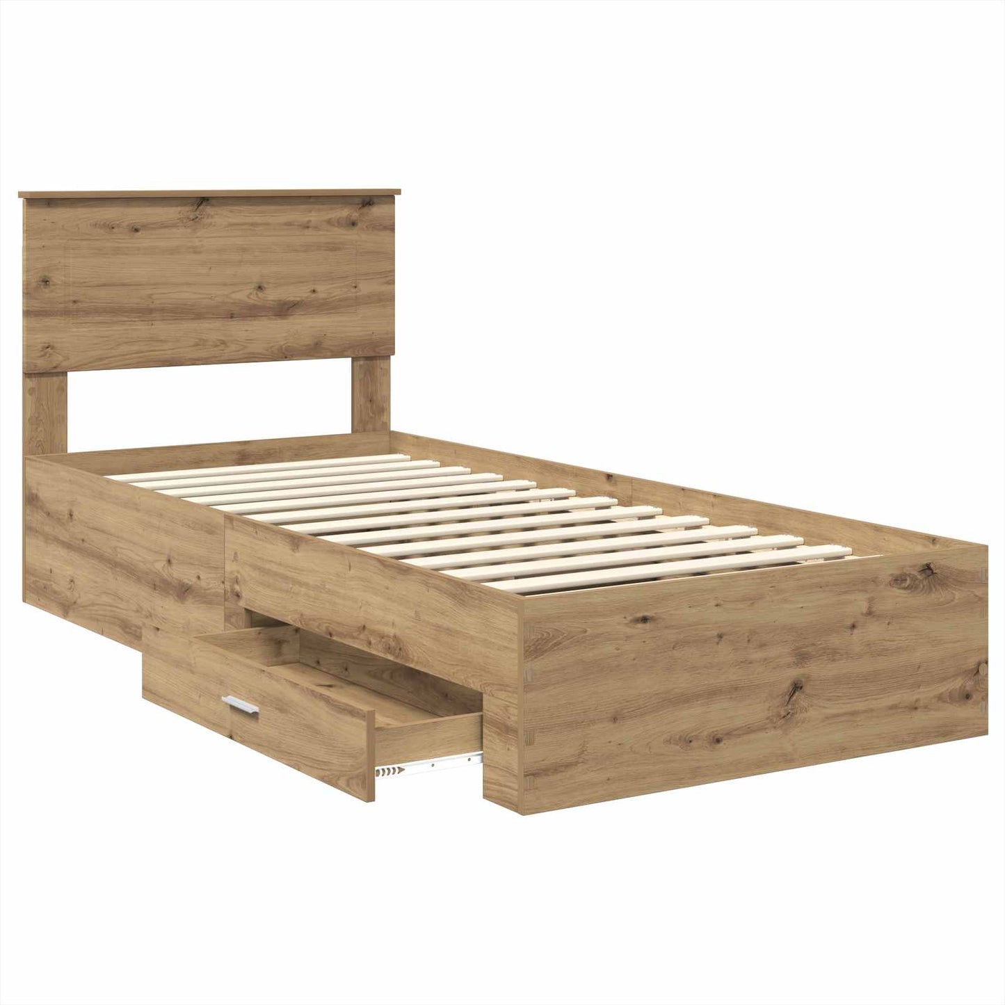 vidaXL Bed Frame with Drawer Artisan Oak 90 x 200 cm Engineered Wood